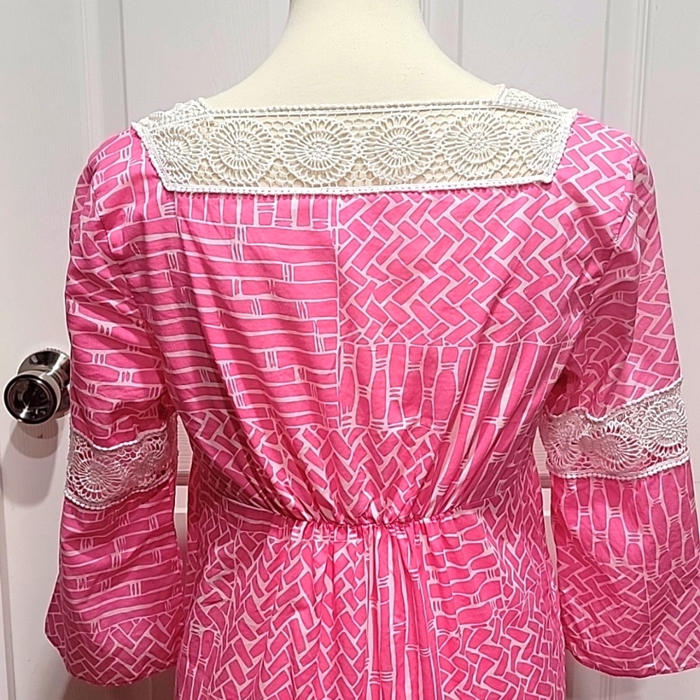 Lilly Pulitzer Chapman Tunic Pink & White Floral Lace Dress Women's Size Small - Picture 8 of 15